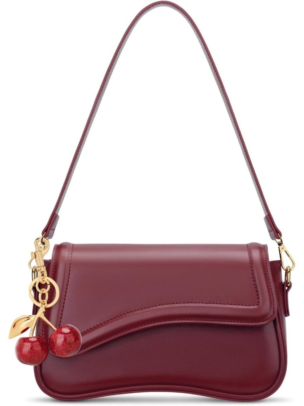 〽️Women's Burgundy PU leather Trendy Hobo Cute Mini Clutch Purses Shoulder Bag